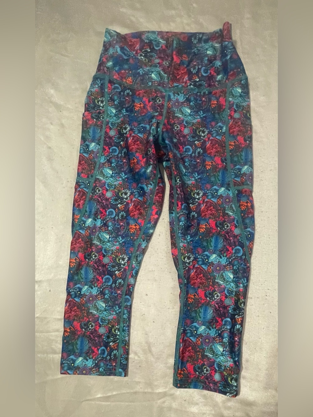 Skin Teal, Blue & Pink Floral High-Waist Leggings